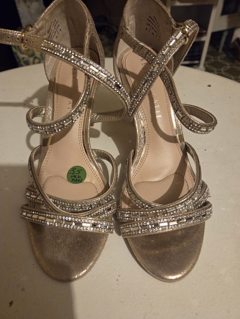 Gold Strappy Embellished Women's Heels